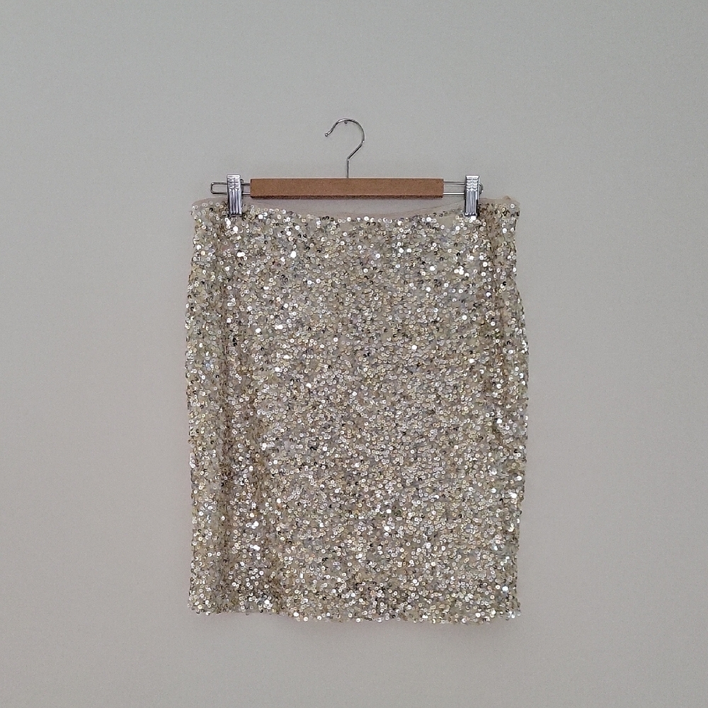White House Black Market | Gold Sequin Pencil Skirt | Size 10